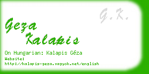 geza kalapis business card